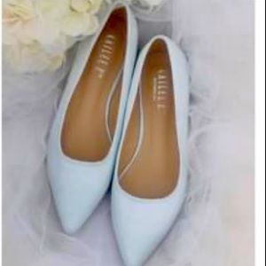 NEW light blue satin pointed toe flats